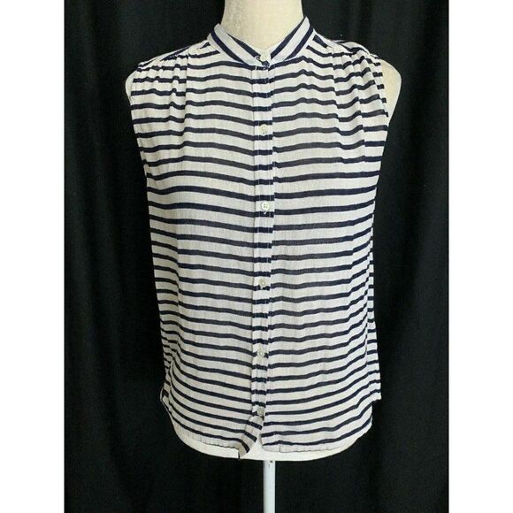 J Crew Striped Cotton Button down tasnk top - Picture 1 of 6
